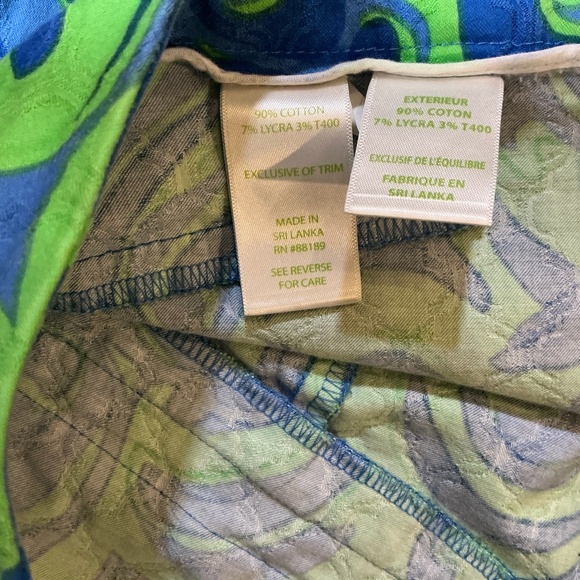 Lilly Pulitzer Blue Green Swirl Print Skinny Pants Size Small Cotton Blend - Picture 6 of 7